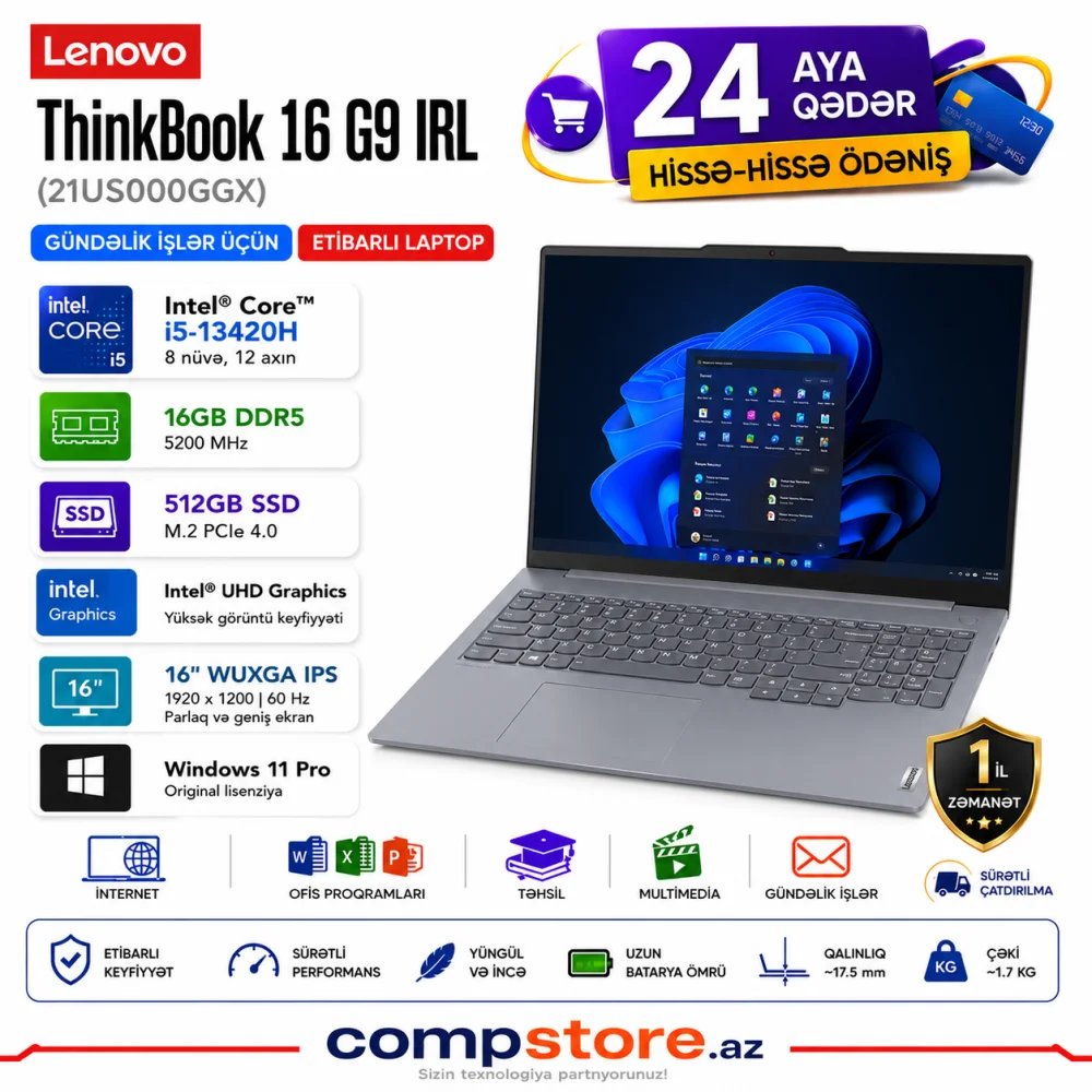 Lenovo ThinkBook 16 G9 IRL (21US000GGX) Laptop