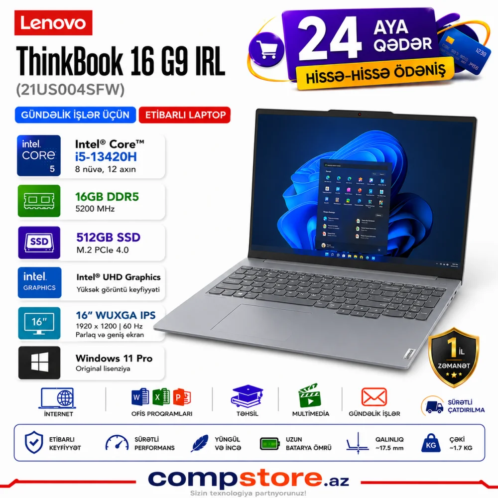 Lenovo ThinkBook 16 G9 IRL (21US004SFW) Laptop