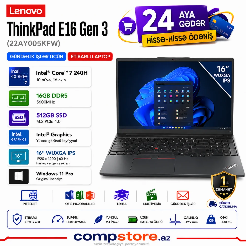 Lenovo ThinkPad E16 Gen 3 (22AY005KFW) Laptop