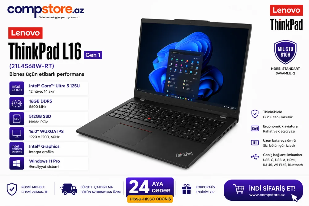 Lenovo ThinkPad L16 Gen 1 (21L4S68W-RT) Laptop