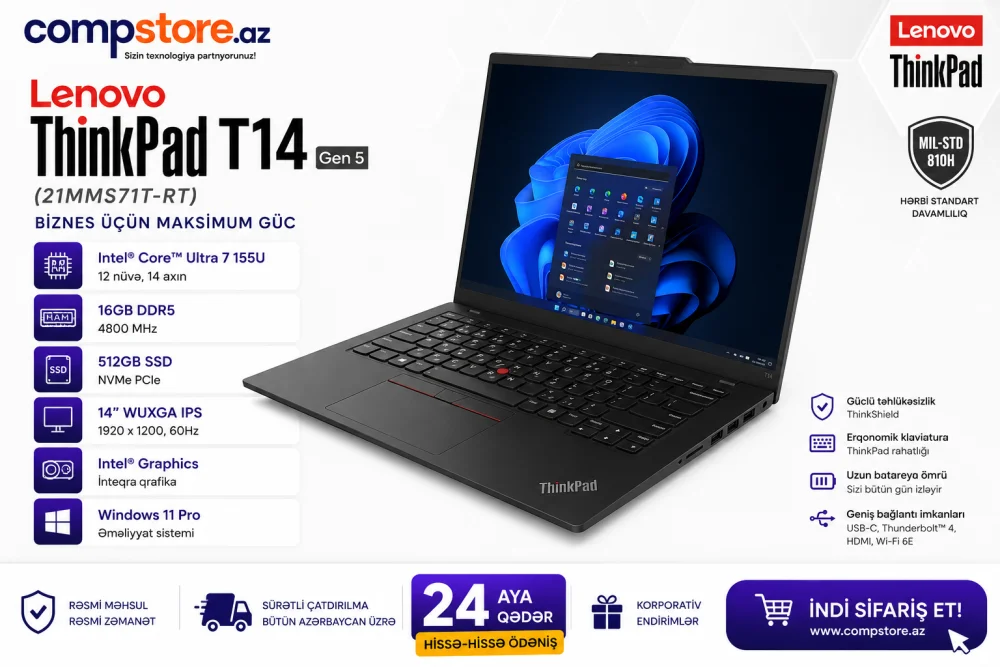 Lenovo ThinkPad T14 Gen 5 (21MMS71T-RT) Laptop