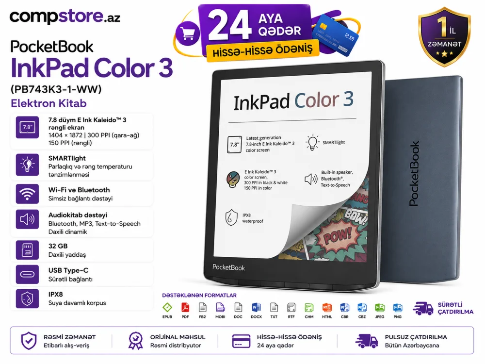 PocketBook InkPad Color 3 (PB743K3-1-WW) Elektron Kitab