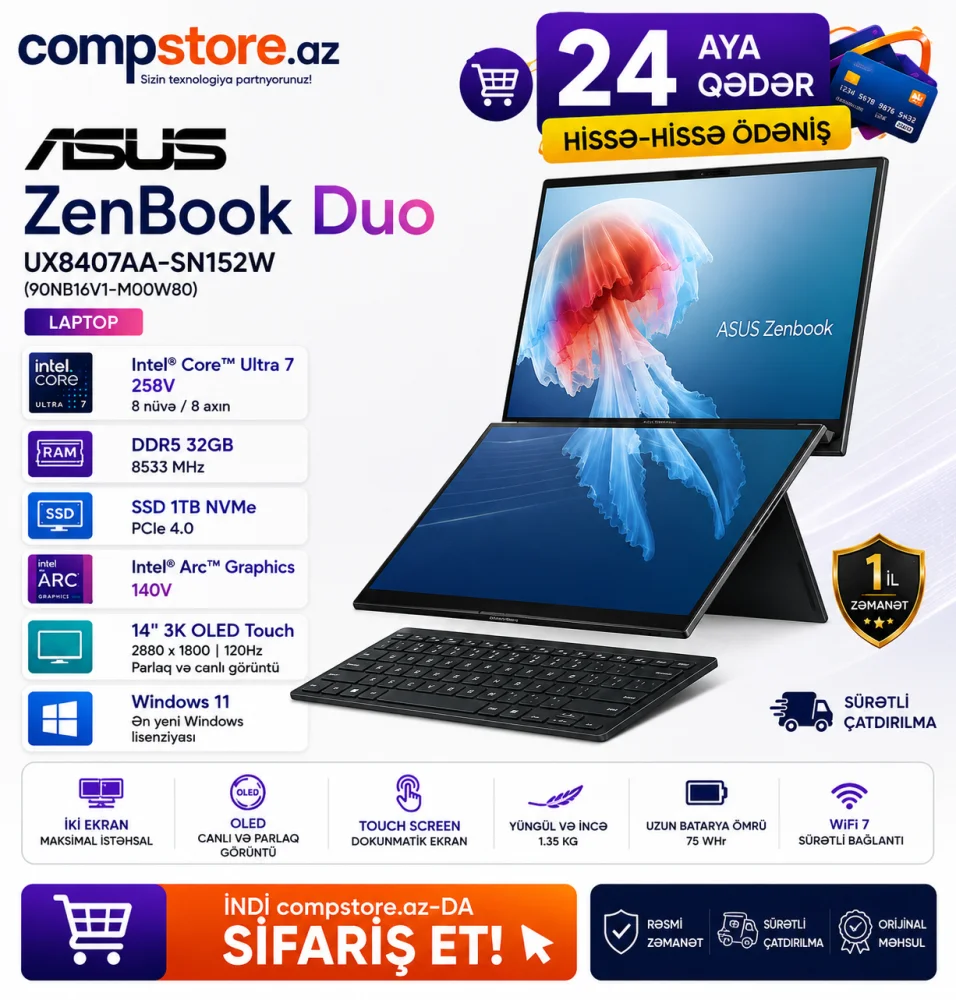 ASUS ZenBook Duo UX8407AA-SN152W (90NB16V1-M00W80) Laptop