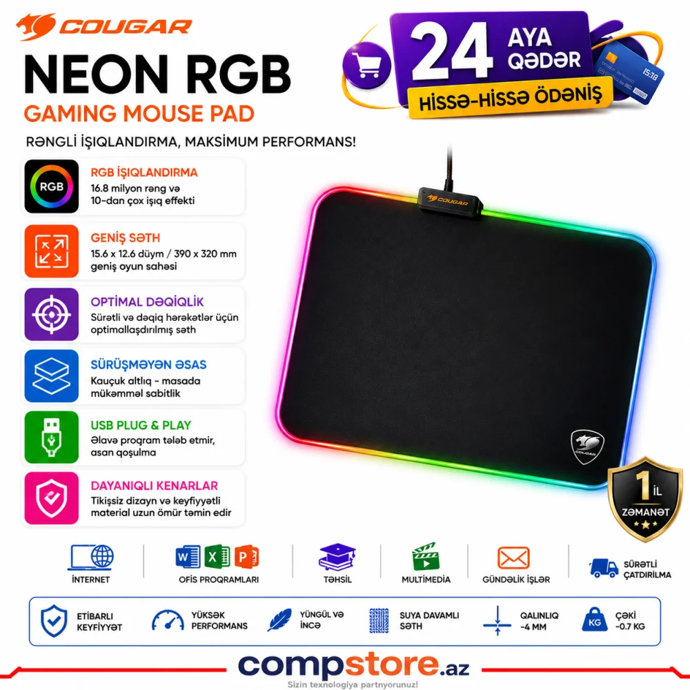 Cougar NEON RGB Gaming Mousepad CG-MP-NEON-M-RGB
