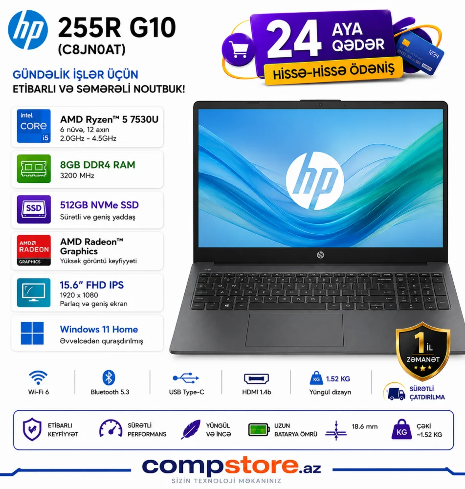 HP 255R G10 (C8JN0AT) Laptop