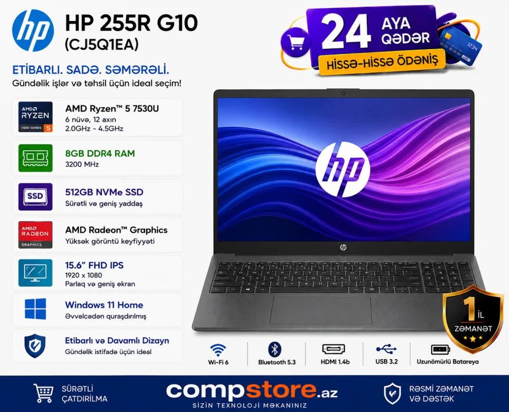 HP 255R G10 (CJ5Q1EA) Laptop