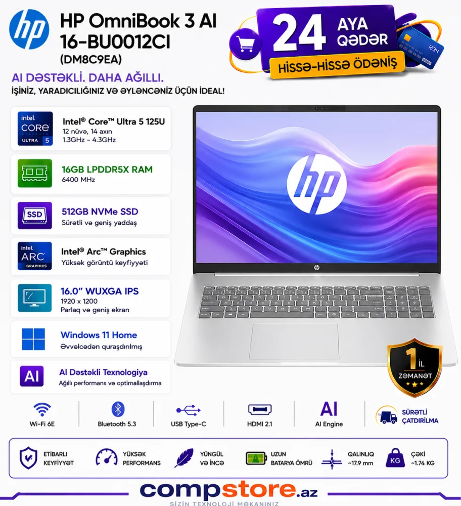 HP OmniBook 3 AI 16-BU0012CI (DM8C9EA) Laptop