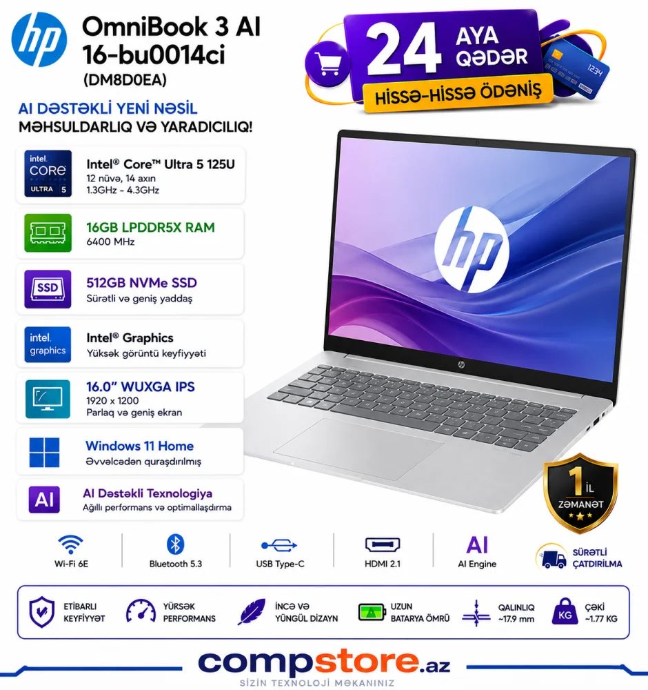 HP OmniBook 3 AI 16-bu0014ci (DM8D0EA) Laptop