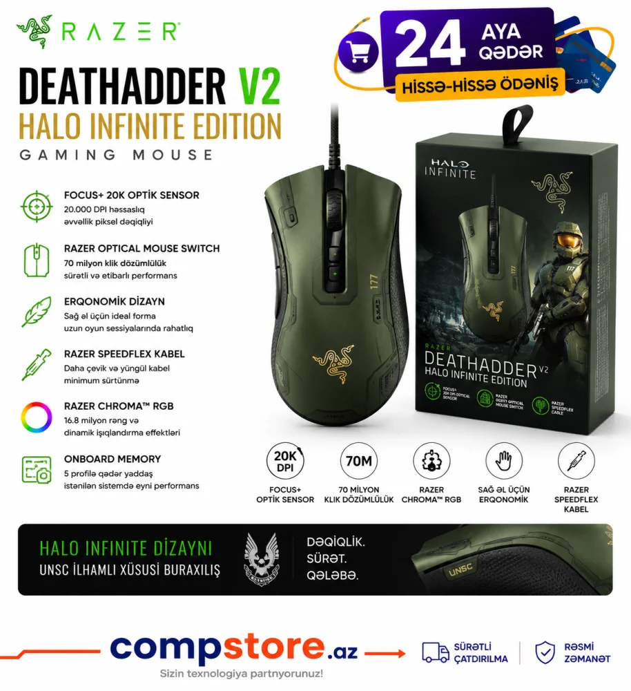 Razer DeathAdder V2 Halo Infinite Edition Gaming Mouse