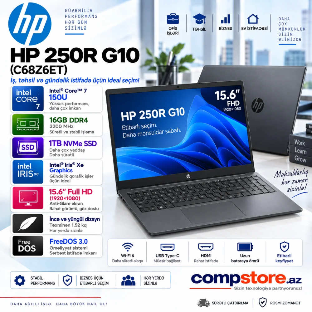 HP 250R G10 (C68Z6ET) Laptop