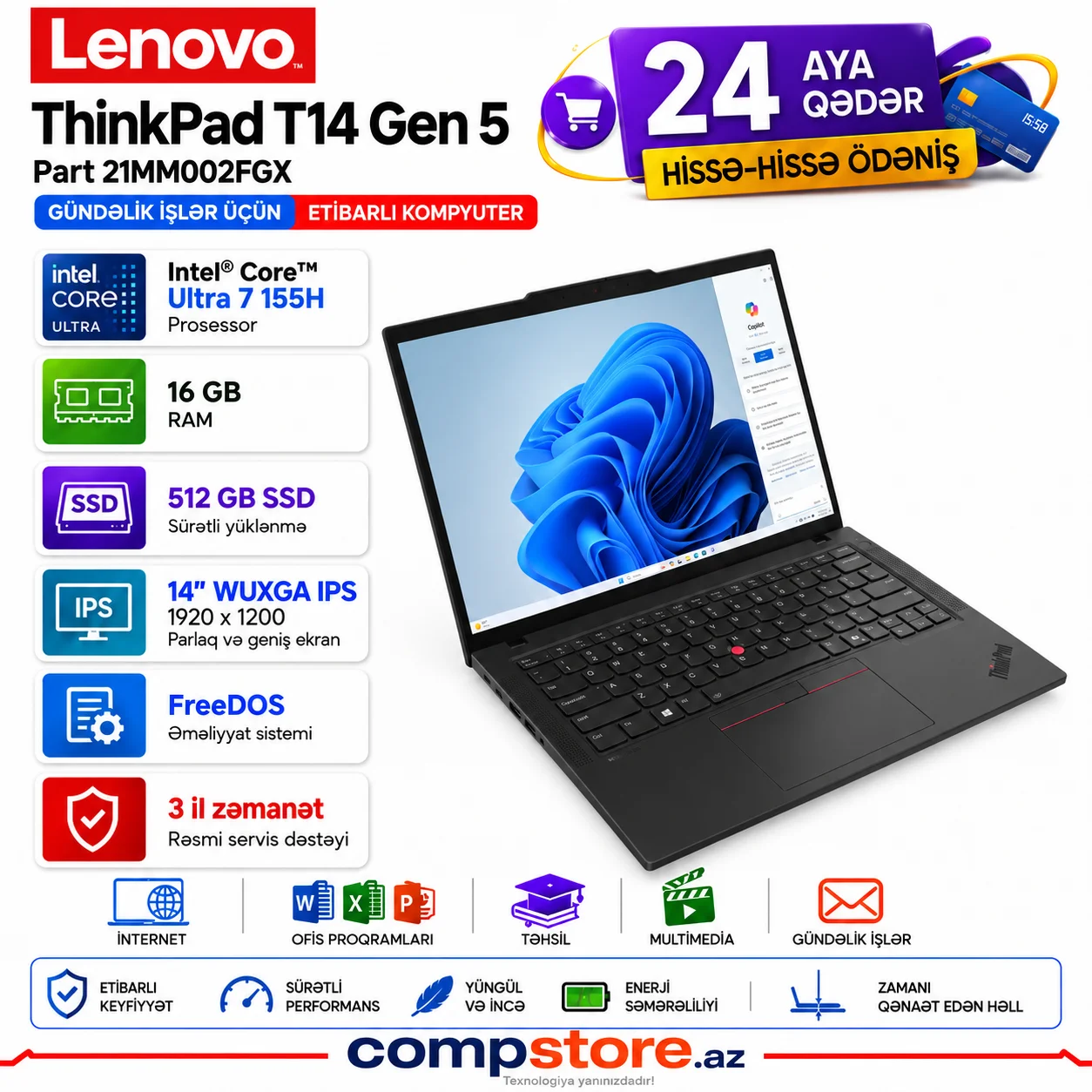Lenovo ThinkPad T14 Gen 5 (21MM002FGX) Noutbuk