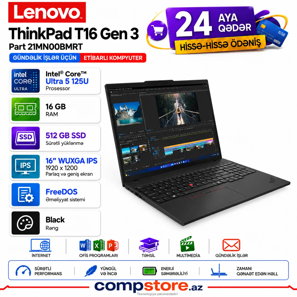 Lenovo ThinkPad T16 Gen 3 (21MN00BMRT) Noutbuk