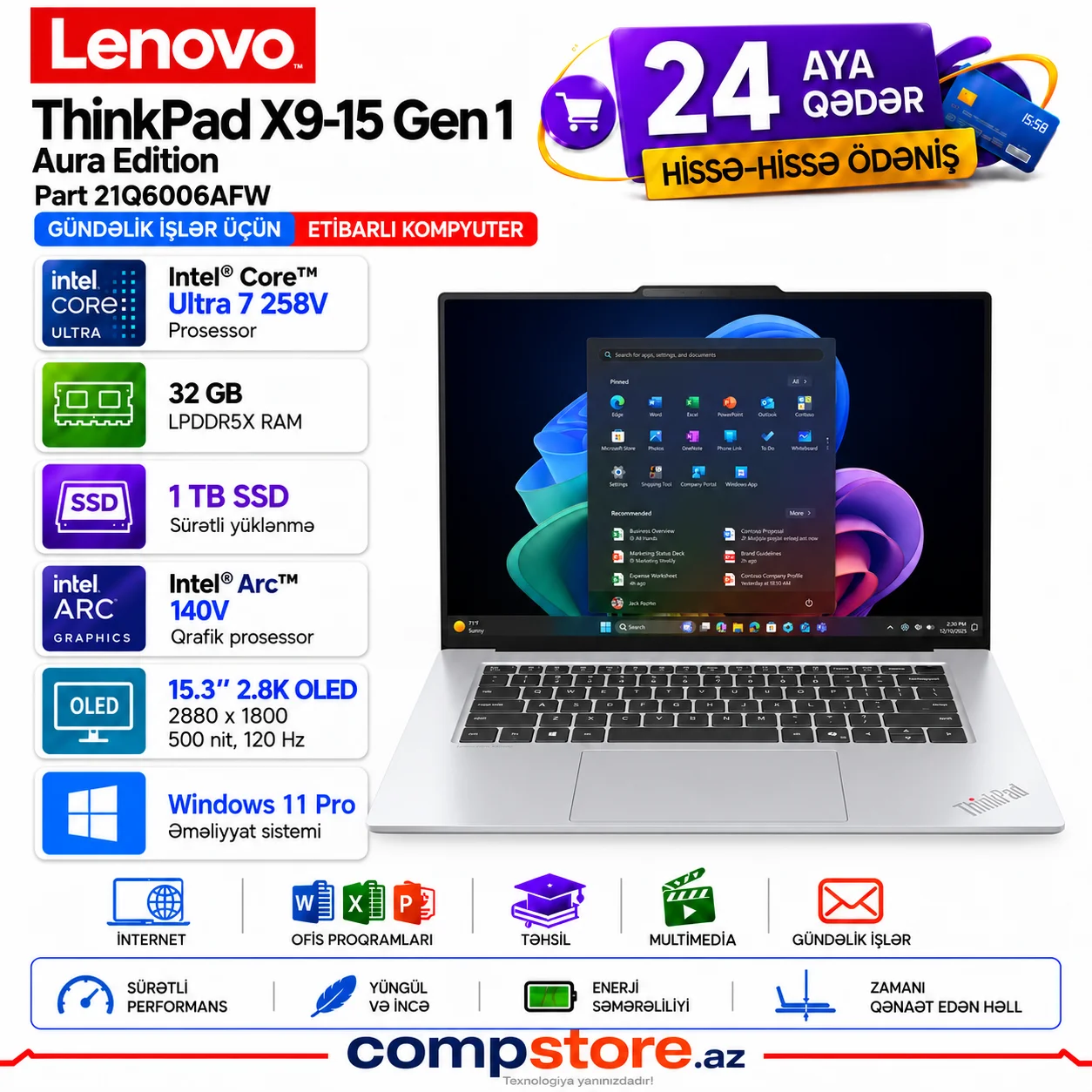 Lenovo ThinkPad X9-15 Gen 1 Aura Edition (21Q6006AFW) Noutbuk