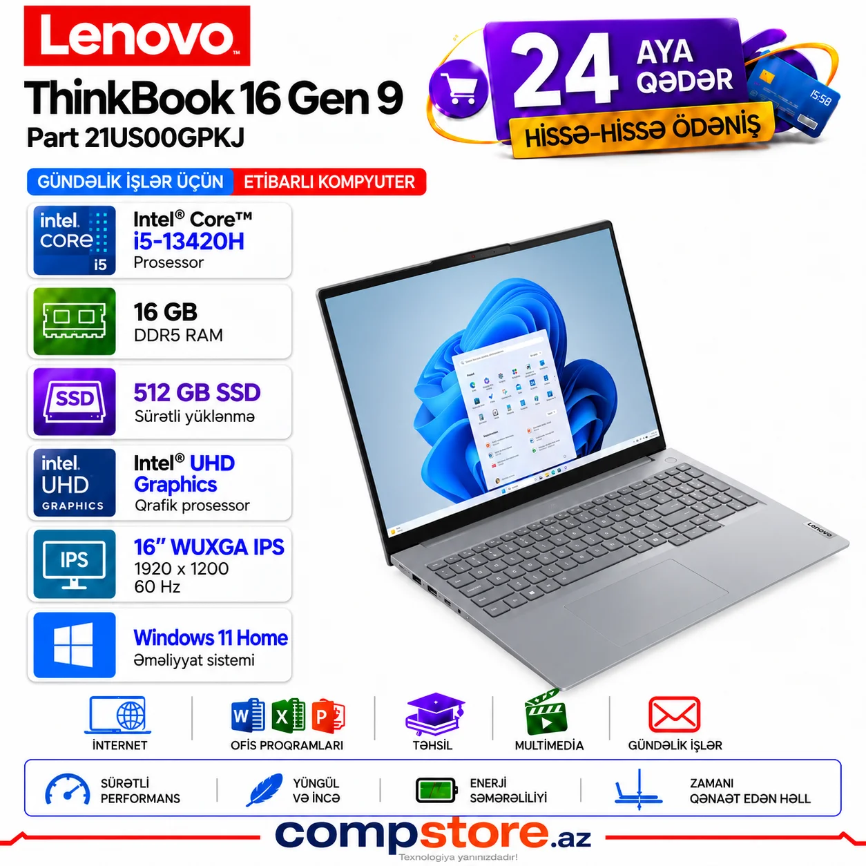 Lenovo ThinkBook 16 Gen 9 (21US00GPKJ) Noutbuk