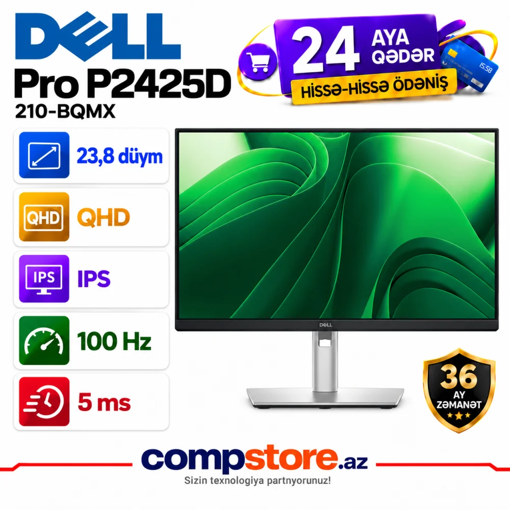 Dell Pro P2425D 23.8-inch QHD IPS 100Hz Plus Monitor (210-BQMX)