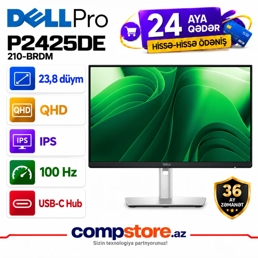 Dell Pro P2425DE 23.8-inch QHD IPS 100Hz USB-C Hub Monitor (210-BRDM)