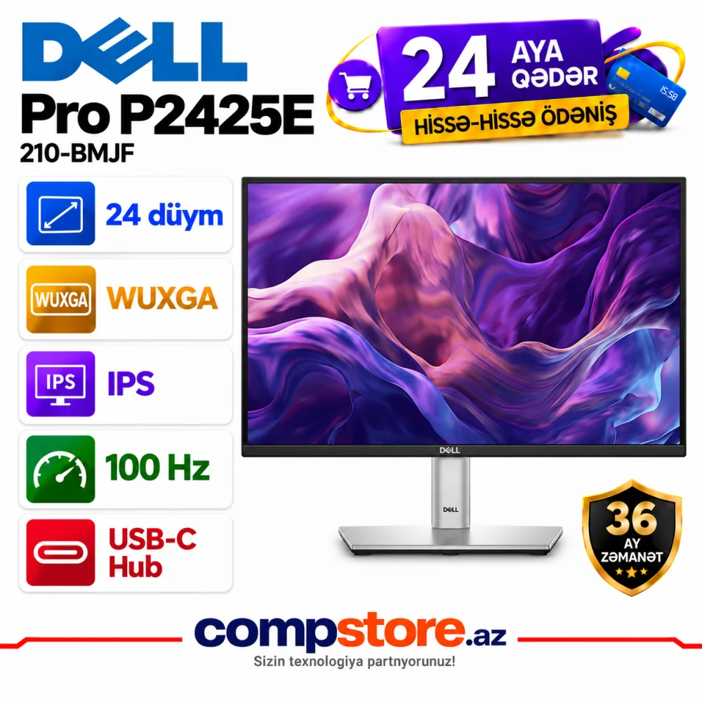 Dell Pro P2425E 24-inch WUXGA IPS 100Hz USB-C Hub Monitor (210-BMJF)