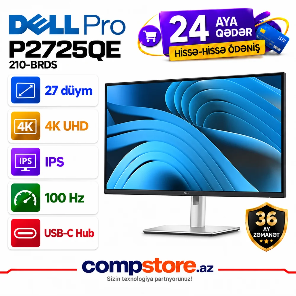 Dell Pro P2725QE 27-inch 4K UHD IPS 100Hz USB-C Hub Monitor (210-BRDS)