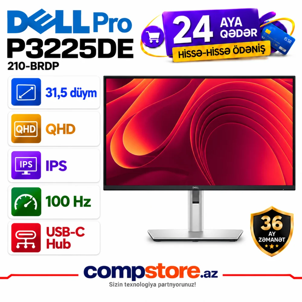 Dell Pro P3225DE 31.5-inch QHD IPS 100Hz USB-C Hub Monitor (210-BRDP)