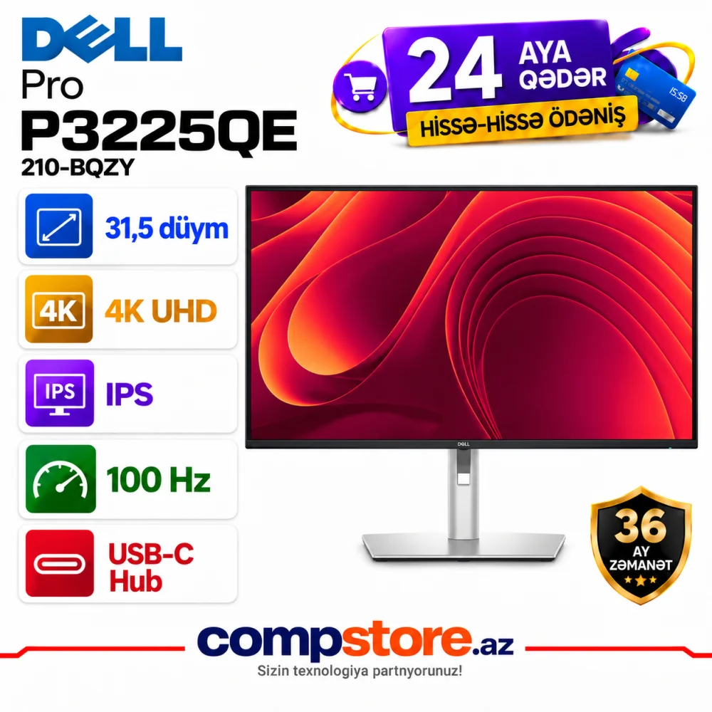 Dell Pro P3225QE 31.5-inch 4K UHD IPS 100Hz USB-C Hub Monitor (210-BQZY)