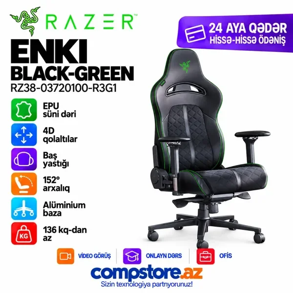 Razer Enki Black-Green (RZ38-03720100-R3G1) Gaming Chair