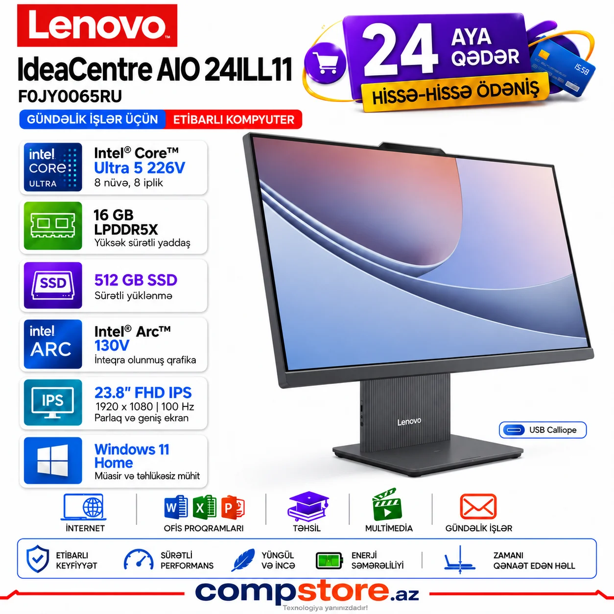 Lenovo IdeaCentre AIO 24ILL11 (F0JY0065RU) Monoblok