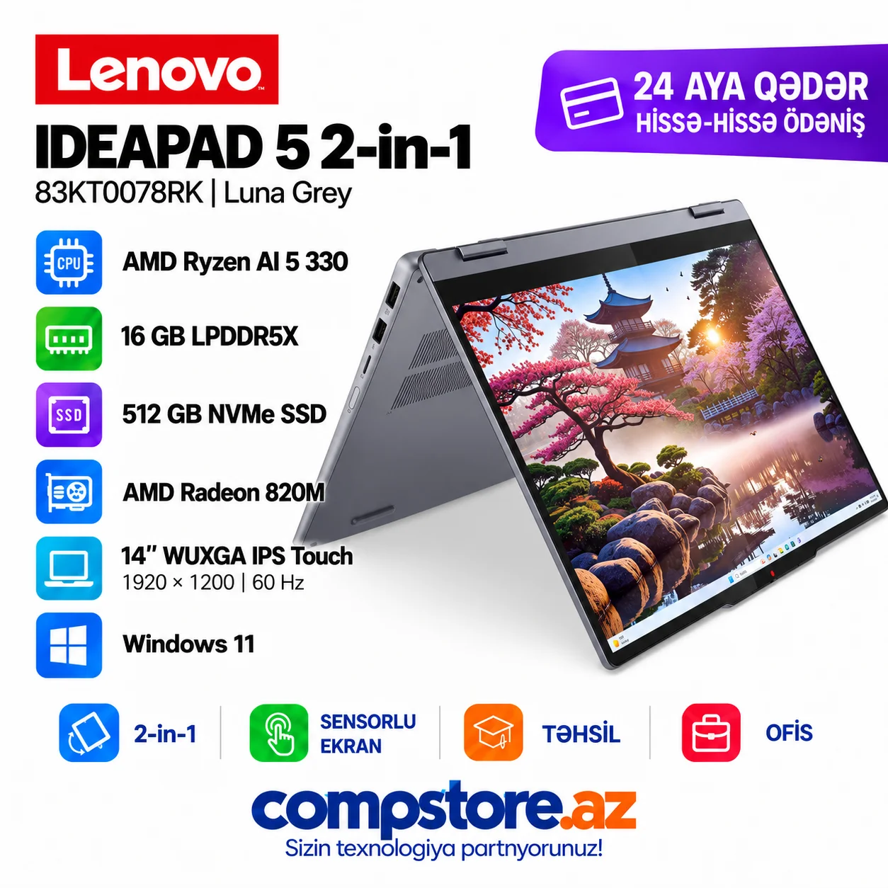 Lenovo IdeaPad 5 2-in-1 14AKP10 (83KT0078RK) Laptop
