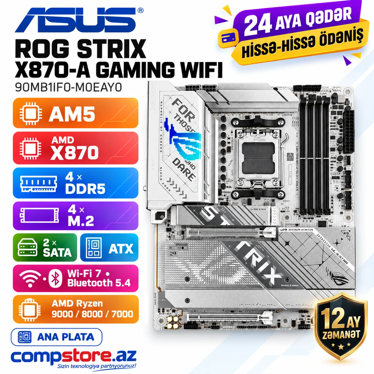 ASUS ROG STRIX X870-A GAMING WIFI &mdash; AM5, 4&times; DDR5, 4&times; M.2