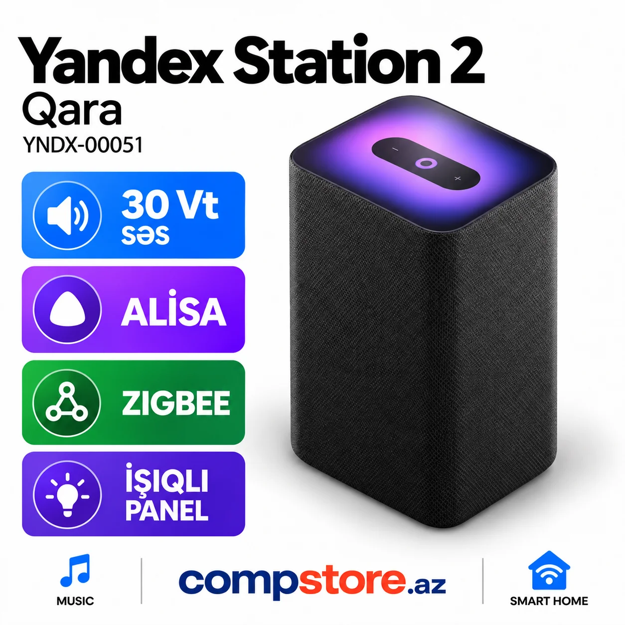 Yandex Station 2 Qara (YNDX-00051) &ndash; Agilli Dinamik