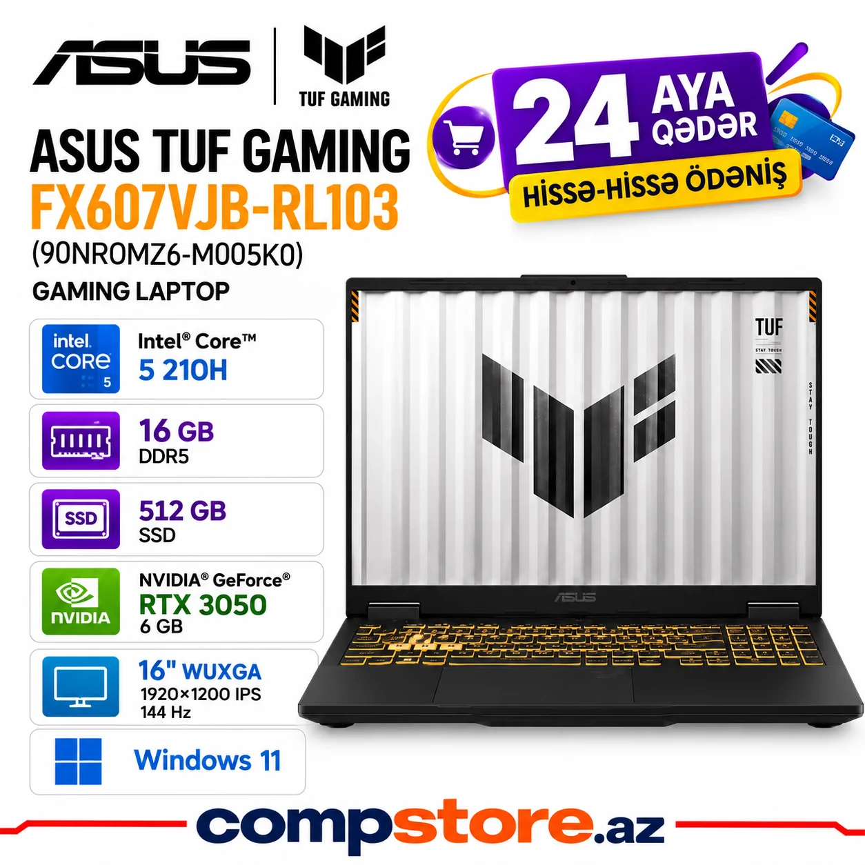 ASUS TUF Gaming FX607VJB-RL103 (90NR0MZ6-M005K0) Gaming Laptop